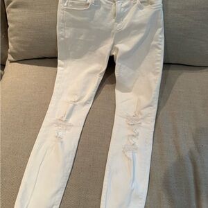 J Brand White Skinny Distressed Jeans